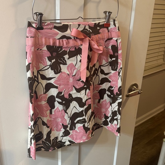 Floral Pink and Brown Skirt with Bow - Picture 1 of 5